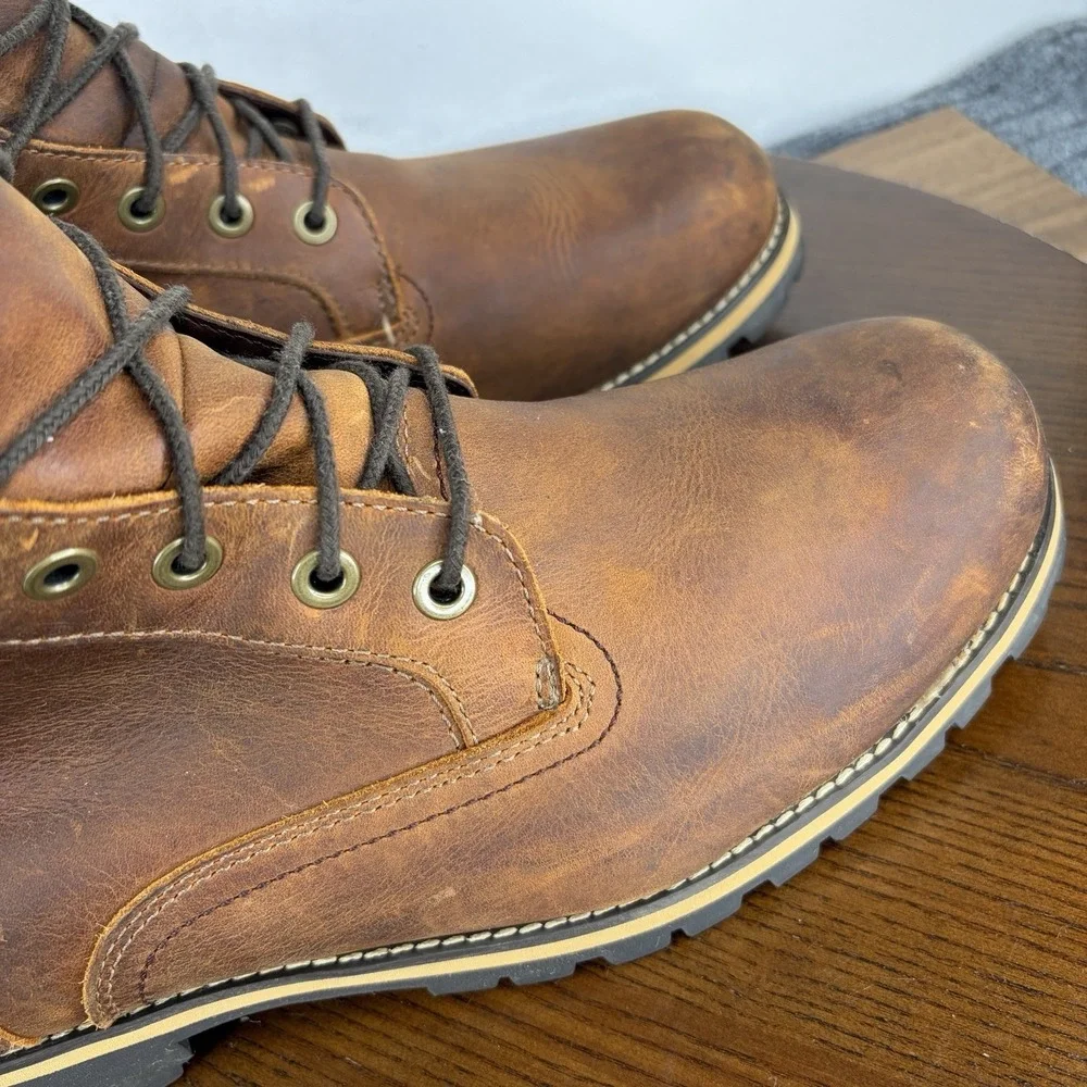 Timberland Rugged 6 Boots Men 11.5 Brown Waterproof Work Copper Toe Safety 74134